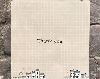 25 Medium Kraft Brown Printed Paper Bags, Thank You, Decorative Packaging Gift Wrap Party Favours