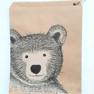 25 Kraft Paper Bags, Cat Dog Sheep Bear, Medium Brown Counter Bags, Baby Animals Pets, Wedding Party Favours, Gift Wrap, East of India Bear