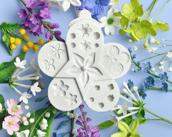Small Filler Flowers Silicone Mould, Sugar Paste Fondant Modelling Clay, Floral Cookies Cupcake Wedding Cake Party Decoration, Crafts