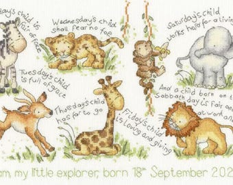 New Baby Cross Stitch Birth Sampler Kit: Monday's Child