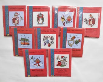 Small Cross Stitch Christmas Card Making Kit, Various Designs