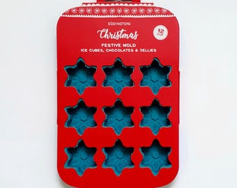 Snowflakes Silicone Mould for Chocolate Ice Jelly Marzipan Wax, Makes 12