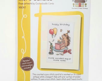 Happy Birthday Cross Stitch Card Making Kit, More Candles, Bothy Threads Sewing Needlework Embroidery