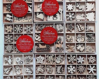 Small Wooden Christmas Shapes Blanks, 9 Designs, Scrapbooking, Table Scatter, Home Decor