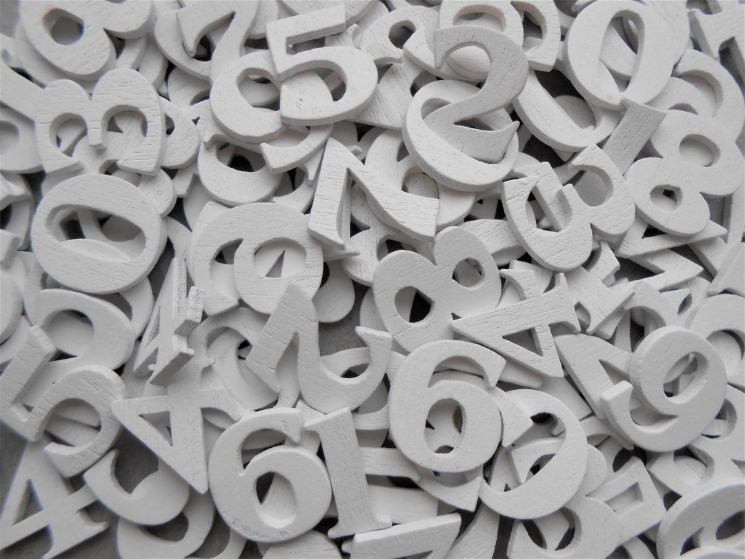 Small Wooden Numbers White Numerals, Approx 190 Pieces, Card Making ...