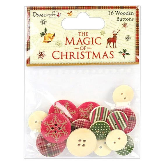 Dovecraft /'Winter Blooms/' 16 Wooden Buttons