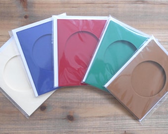 5 Small Tri-Fold Aperture Card Blanks and Envelopes, Assorted Colours