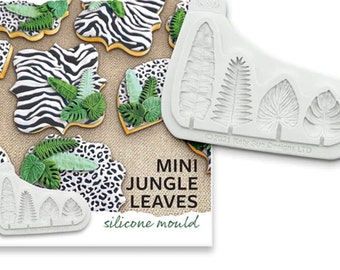 Mini Jungle Leaves Silicone Mould, Fern Palm Leaf, Sugar Paste Fondant Marzipan Modelling Clay, Cookies Cupcakes Wedding Cake Decoration