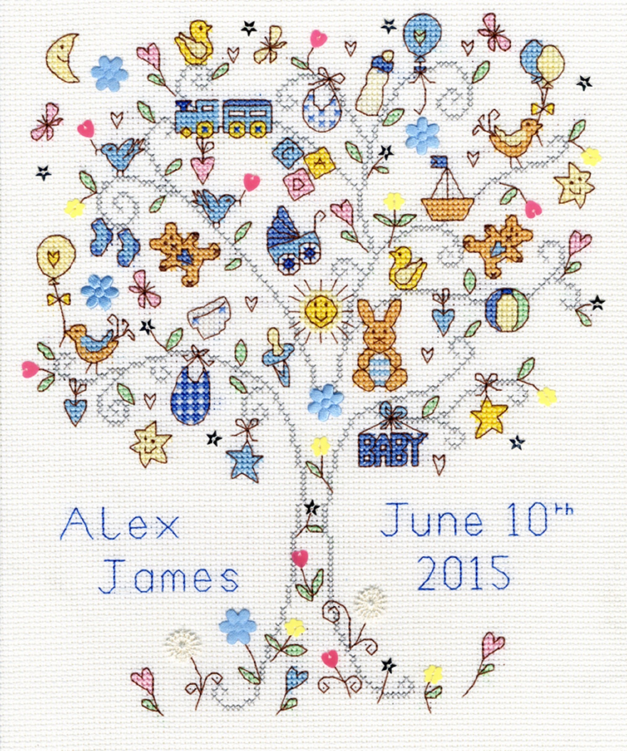 New Baby Cross Stitch Kit Love Baby Boy or Girl Birth Etsy UK