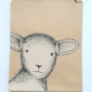 25 Kraft Paper Bags, Cat Dog Sheep Bear, Medium Brown Counter Bags, Baby Animals Pets, Wedding Party Favours, Gift Wrap, East of India Sheep