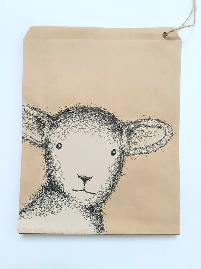 25 Kraft Paper Bags, Cat Dog Sheep Bear, Medium Brown Counter Bags, Baby Animals Pets, Wedding Party Favours, Gift Wrap, East of India Sheep