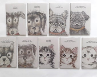 Small Slim Note Book Jotter Journal, Cute Dogs Cats Animals, Personal Stationery Gift For Her Him, Birthday Christmas Mother's Father's Day