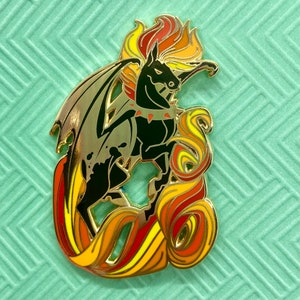 Przypinka z emalii Burn Out Elemental Fire Unicorn