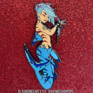 2021 3" Mako Silver Shark Mermaid Émail Pin (Big Pin)