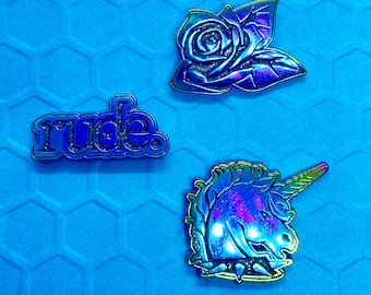 1" inch Rudicorn regenboog metalen geanodiseerde metalen emaille pinnen