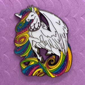 Grade B: Rainbow Glitter Chaotic Good Unicorn Enamel Pin