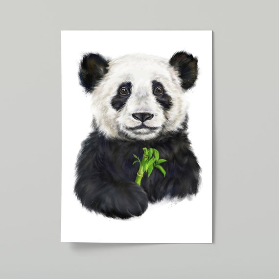 Monochrome Print Black /& White Modern Illustration Kids Poster Childrens Nursery Panda Printed Poster A4 or A3 size Kids Wall Art Decor