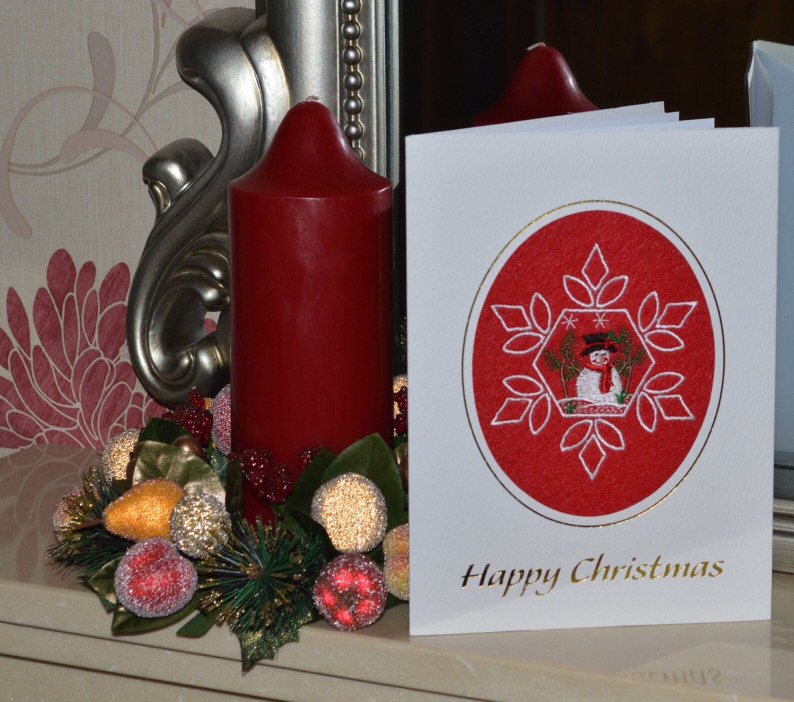 Machine Embroidered Hand Finished Christmas Card Large Etsy