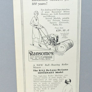 Old Advertisment - Ransomes Lawn Mowers . 1932 .