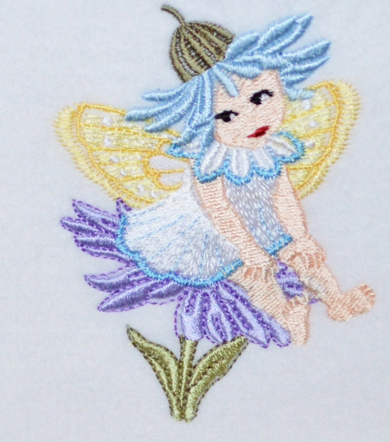 A New Machine Embroidered Hand Finished Birthday Card Fairy.Add A Christian Name. image 3