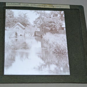 Vintage  glass lantern slide -  Watermill Near Stevenage 1907.