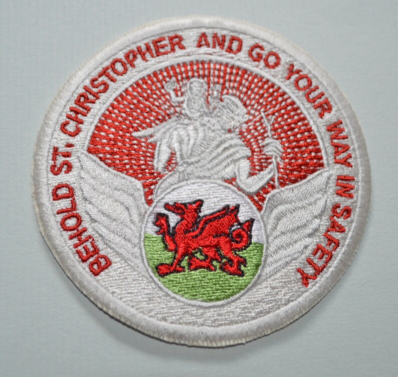 New Embroidered Cloth Badge St Christopher Wales. Etsy