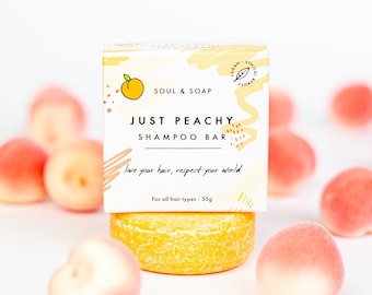 Just Peachy Shampoo Bar For All Hair Types Eco-Friendly Hair Care Sustainable Shampoo SLS Free Plastic Free Palm Oil Free Natural