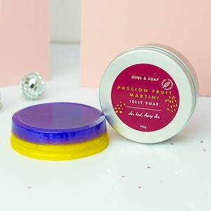 Passion Fruit Martini Jelly Soap - Gift Fun Artisan Handmade Vegan Scented Gift For Her Self Care Natural Bath Bubbles Foam Fun Body Wash