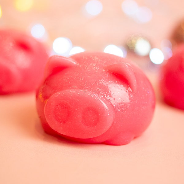 Jiggly Pig Jelly Soap - Gift Fun Artisan Handmade Vegan Scented Gift For Her Self Care Natural Bath Bubbles Foam Fun