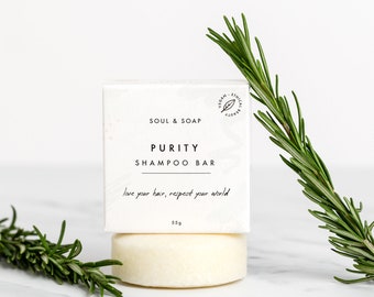 Purity Shampoo Bar Unscented For Sensitive Scalp Eczema Dandruff Fragrance Free SLS Free Ethical Beauty Sustainable Natural Zero Waste Vegan