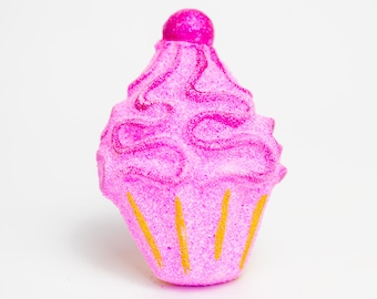 Cupcake Bath Bomb Birthday Gift Idea Handmade Vegan SLS Free Moisturising Valentines Natural Fizzers Scented Beauty For Kids