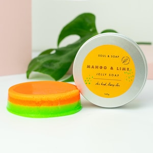 Mango & Lime Jelly Soap - Gift Fun Artisan Handmade Vegan Scented Gift For Her Self Care Natural Bath Bubbles Foam Fun Body Wash