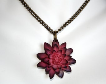 Flower Pendant Necklace, Hand Painted Necklace, Flower Necklace, Gift for Her, Gift, Spring Jewelry,