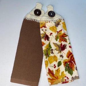 Fall Crocheted Hanging Kitchen Towels / Hanging Dish Towels Set of 2