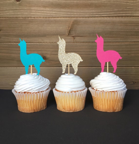 24 icing fairy cake toppers decorations edible llama lama unicorn llamacorn