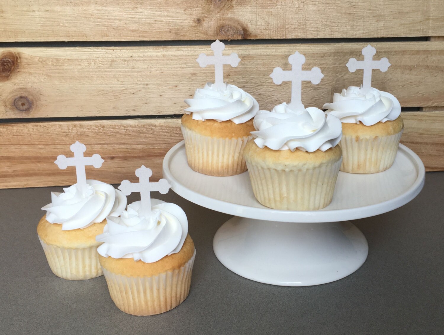24 Cross Cupcake Toppers Religious Cake Decorations Wafer