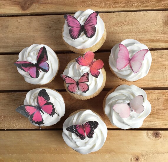 Shades Of Pink Butterfly Cake Or Cupcake Toppers 30 Etsy