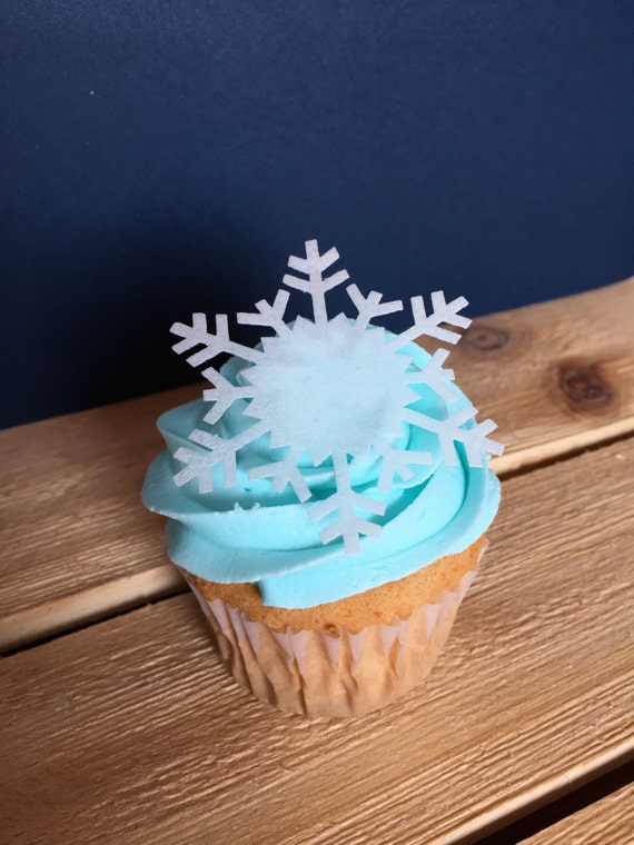 Snowflake Cupcake Cake Toppers Winter Frozen Party Birthday Etsy
