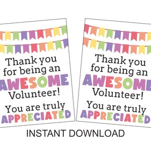 Volunteer thank you tags Printable / Volunteer appreciation gift tags / Volunteer appreciation tag / Volunteer week tags / Volunteer tag PDF