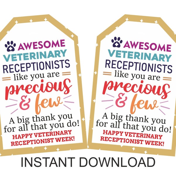 Veterinary Receptionist Week gift tag printable / Vet Receptionist Week gifts tag / Vet Receptionist gifts tag Vet Receptionist sticker PDF