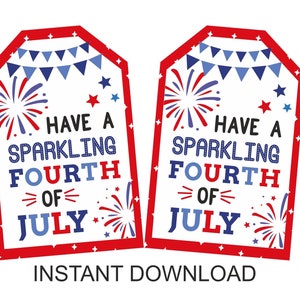 Etichette scintillanti per il 4 luglio stampabili / Etichette scintillanti per il 4 luglio / Etichette scintillanti per il 4 luglio / Etichette regalo per il 4 luglio / PDF