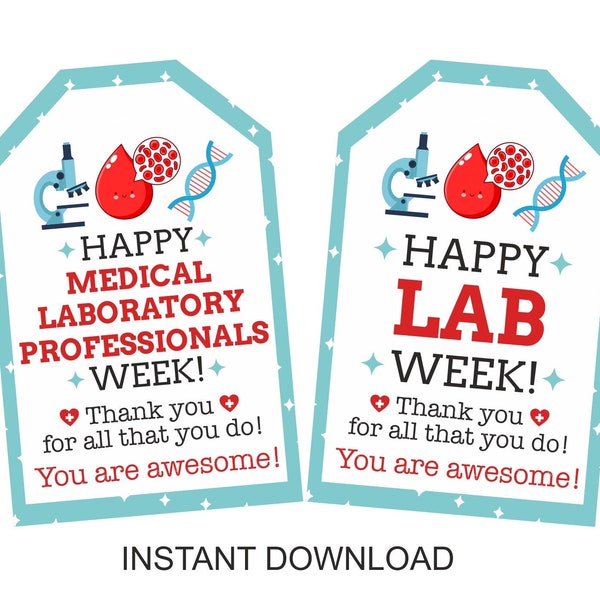 Lab week tag printable / Medical Laboratory Professionals week tags / happy lab week tags / Happy Medical Laboratory Professionals Week tag