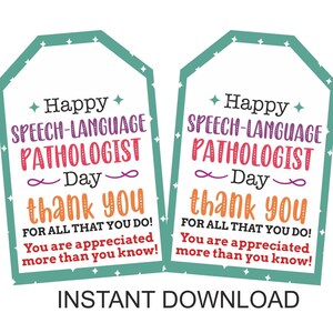 Afdrukbare taaltag Pathologist Day-tags / SLP Day-tags / Dagtag logopedist / Spraaktaal Patholoog geschenken / pdf