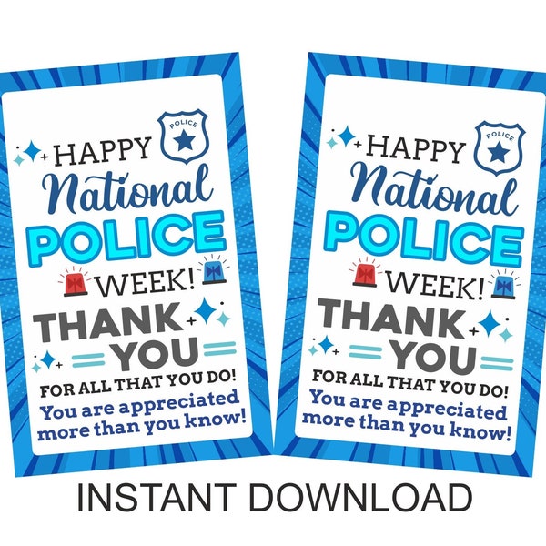 Police Week tag printable / Police Week gift tag / Police tags / Police appreciation tag / Police Week gifts / Police gifts / Police tag PDF