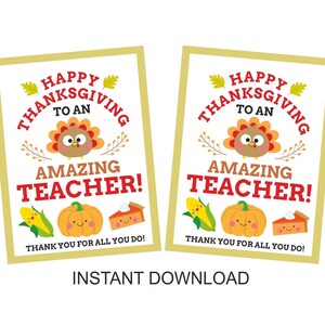 Thanksgiving Teacher Tag Printable / Printable Thanksgiving Teacher ...