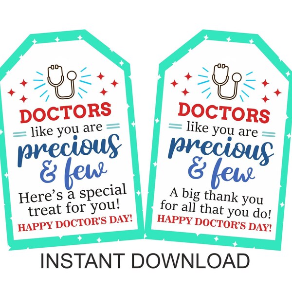 Doctor appreciation tags printable / Doctor's Day tag / Doctor's day gift tag / National Doctor's Day / Doctors day gift / 2 DESIGNS / PDF