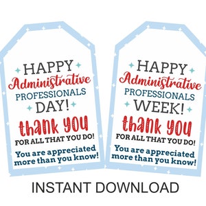Administrative Professional week gifts tag printable / Administrative Professionals day gifts / Administrative Assistant / 2 DESIGNS / PDF