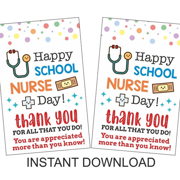 School Nurse appreciation tag printable / School Nurse gift / School Nurse day / School Nurse Week School nurse gifts / thank you tag PDF