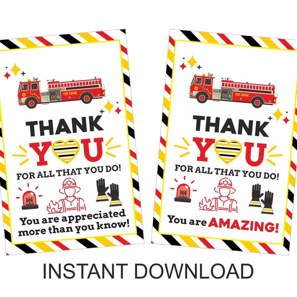 Firefighter appreciation tags printable / Firefighter gift tagss/ Firefighter thank you tag / Firefighter tags / 2 DESIGNS / PDF
