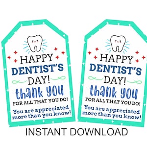 Etykiety upominkowe na Dzień Dentysty do wydrukowania / Etykieta z podziękowaniami za Dni Dentysty / Etykieta z prezentem dla dentysty / Etykieta z podziękowaniami dla dentysty / Etykieta z upominkami na Dzień Dentysty PDF
